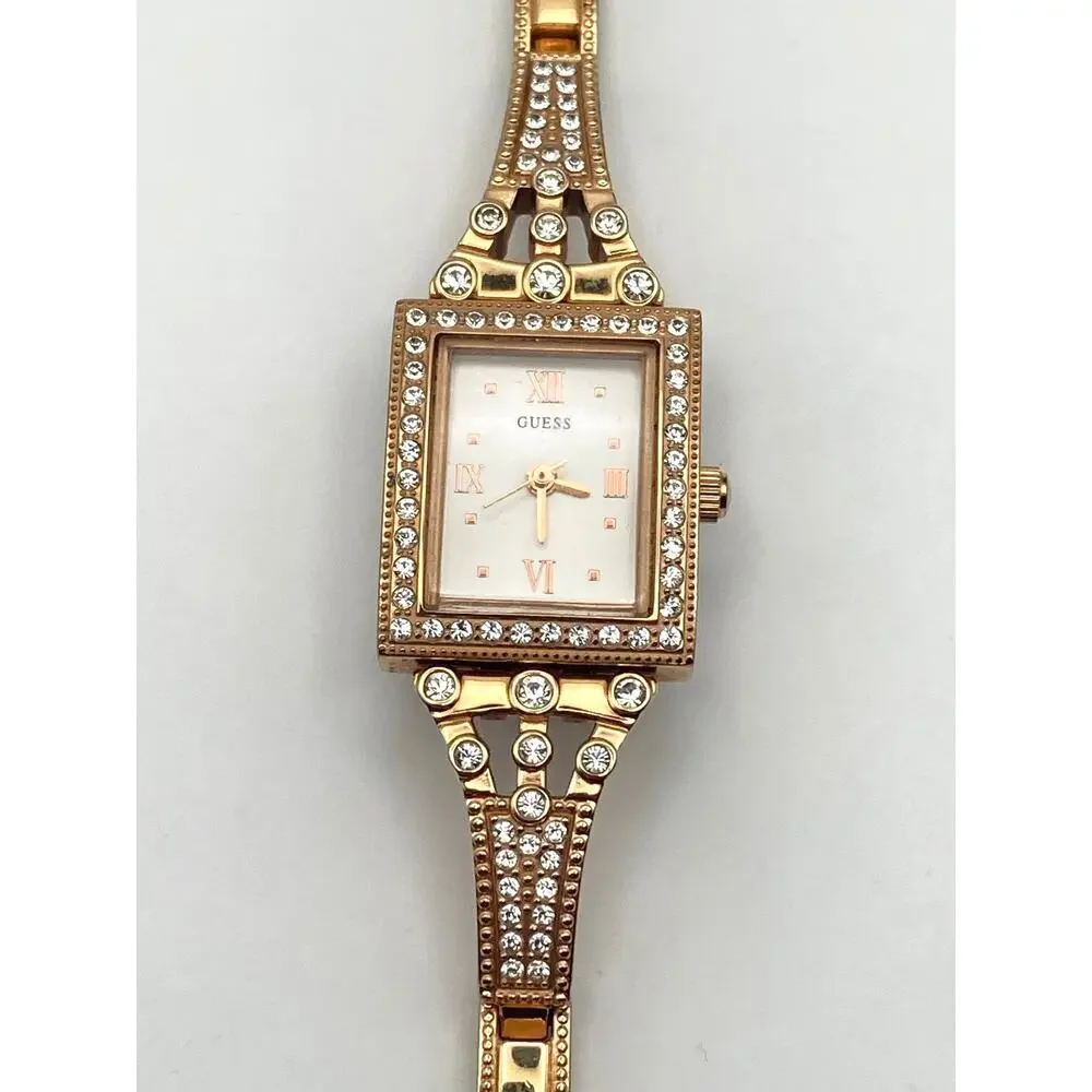 Guess Women's Petite Rose Gold Tank Watch 19mm  - New Battery Wrist 5.75